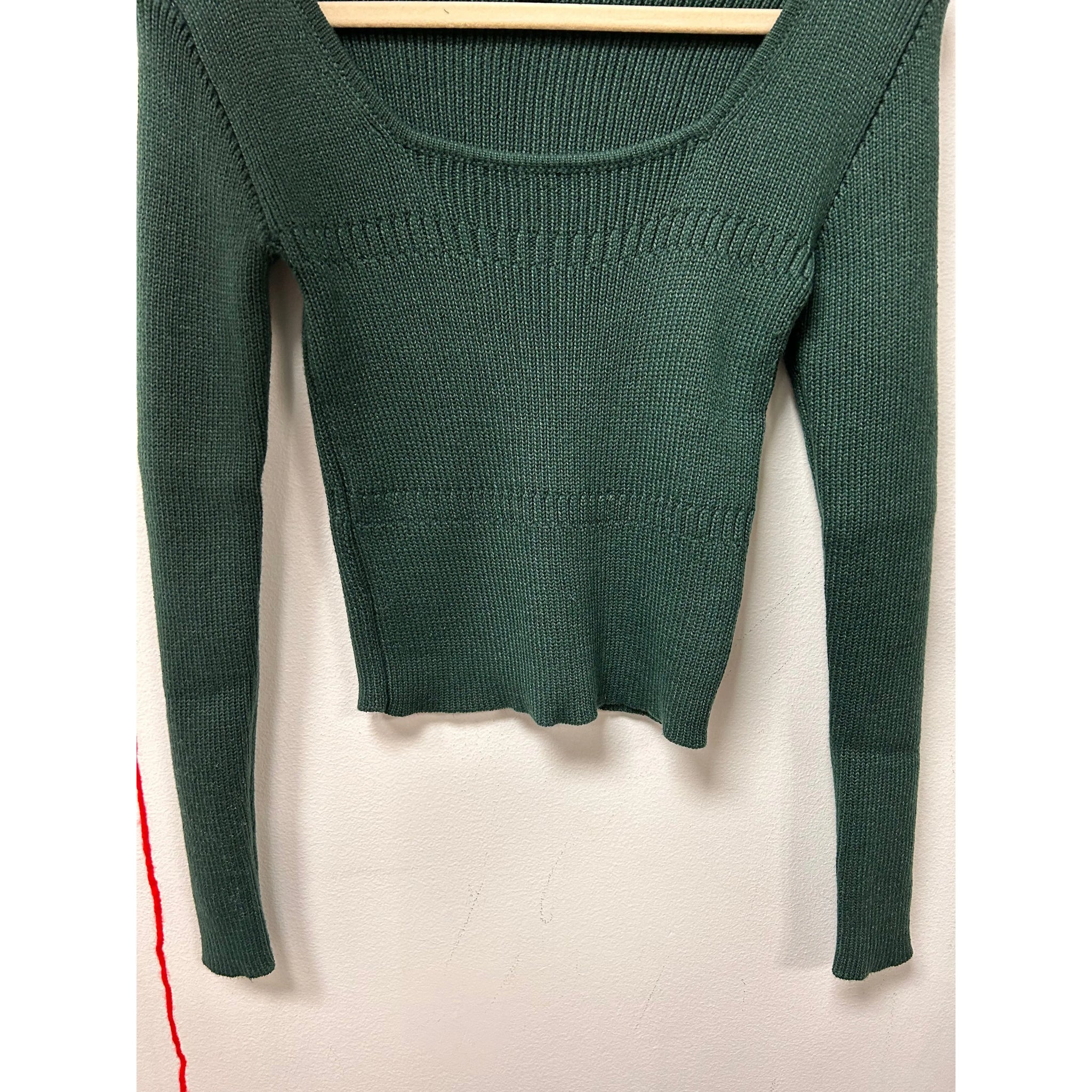 Fitted Square Neck Sweater in Jade Green
