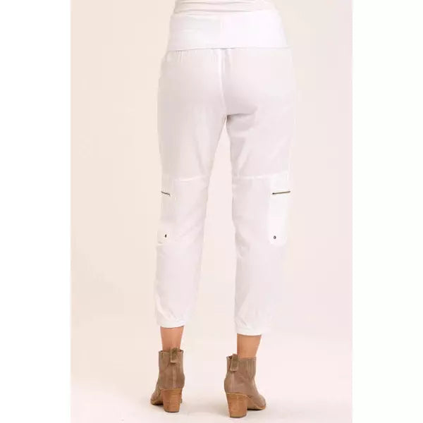 White Banded Crop Pant back view.