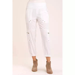 White Banded Crop Pant in Crisp White