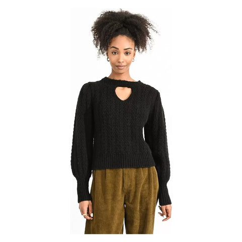 Cut-Out Knitted Sweater in Black