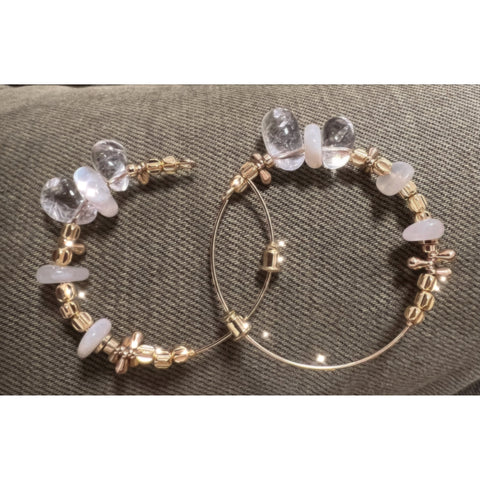 view showing the gold, clear and white beads/stones that go around the hoop