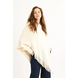Knitted Poncho in Off White