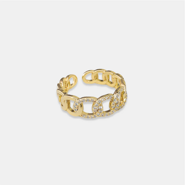 Cubic Zirconia Curb Chain Ring
