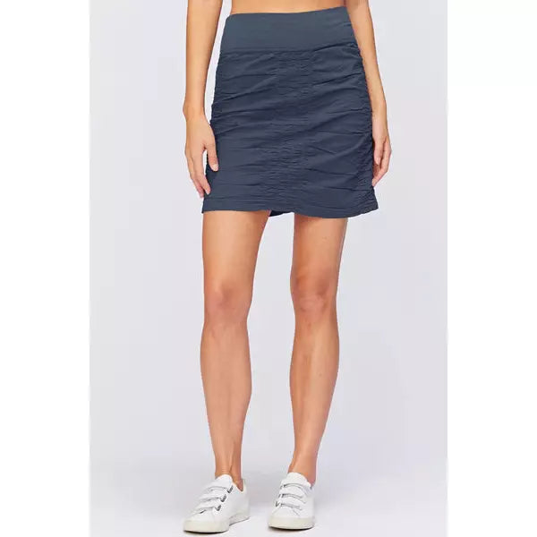 Trace Skirt in Navy with slip on waist.