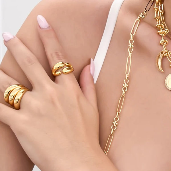 Triple Band Statement Ring shown with other complementary jewelry