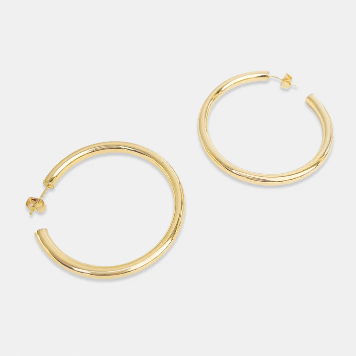 Gold Large Hollow Tube Hoops