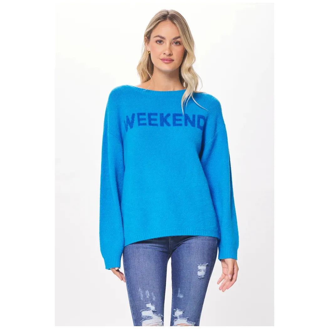 Blue "Weekend" Jaquard Tunic Sweater