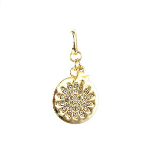 Pave Flower  with Lightening Bolt Charm