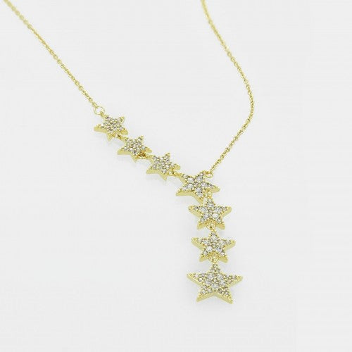 Multi Pave Star Trail Necklace