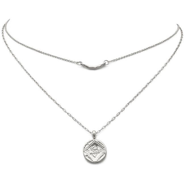 Silver Layered Coin Pendant Necklace