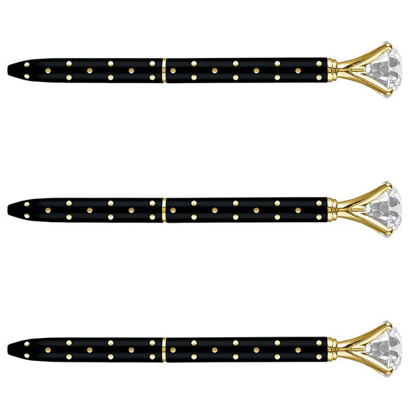 Bubbly Gem Pens in Black with Polka Dots.