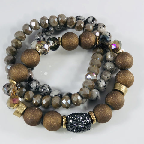 Bronzed Glow Beaded Bracelet