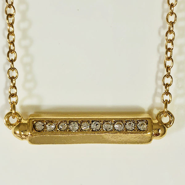 Shining Bar with CZ Necklace in Gold