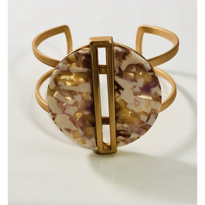 Blush Celluloid Cuff Bracelet with Matte Gold Tone accents.