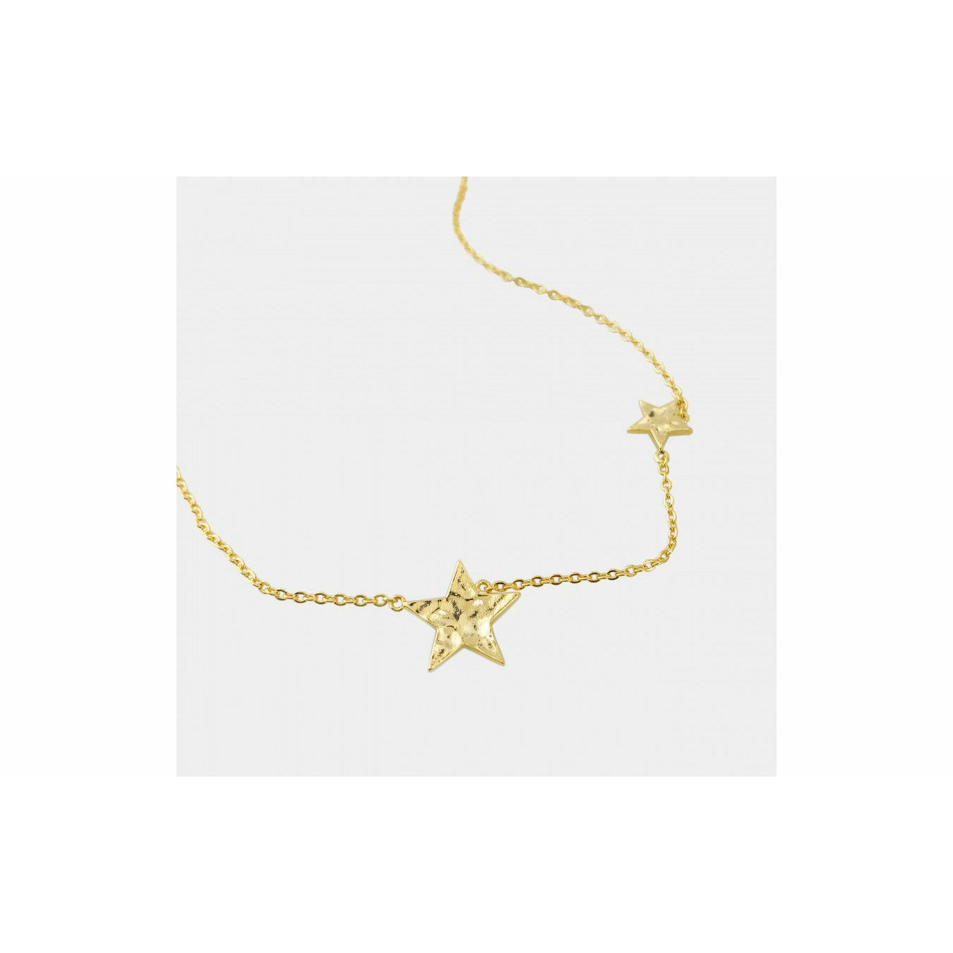 Patterned Stars Necklace in Gold Tone