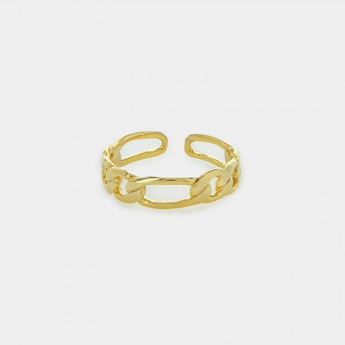 Adjustible Narrow Figaro Link Design Ring