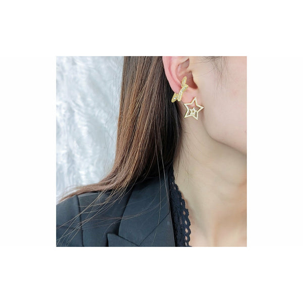 Micro Pave Star Earring in Gold Tone