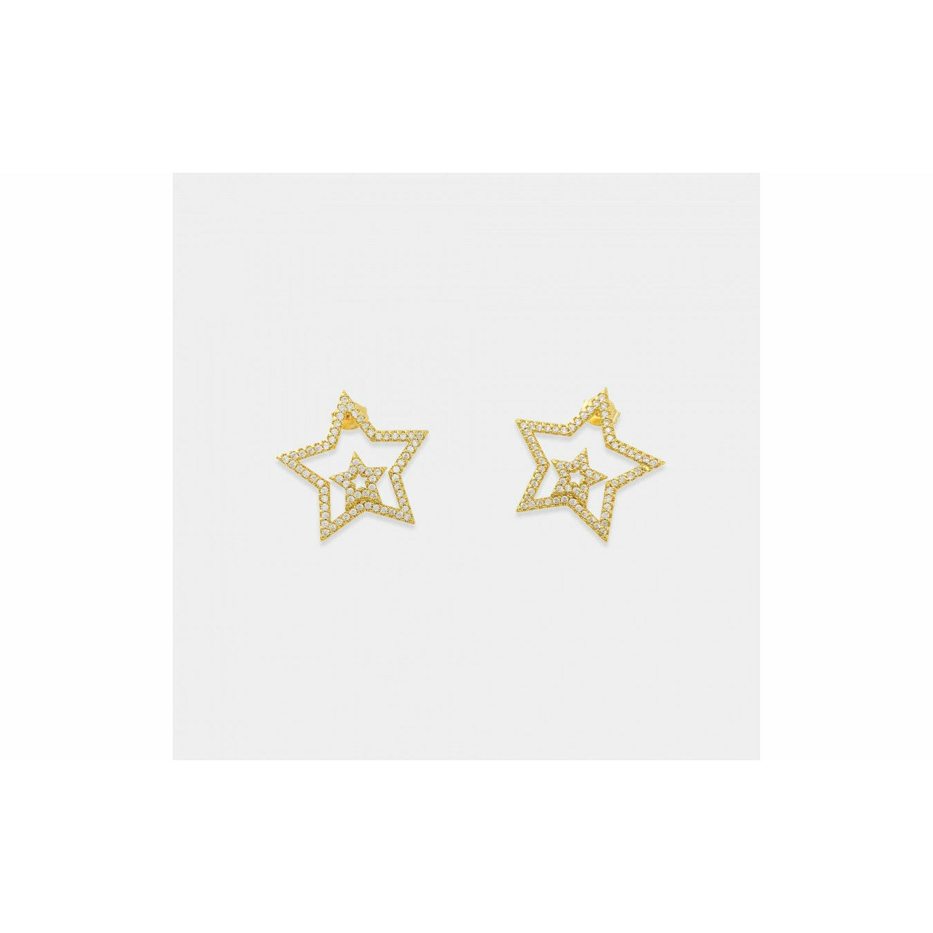 Micro Pave Star Earring in Gold Tone