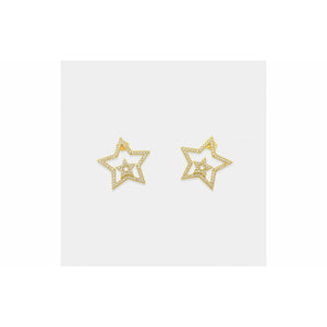Micro Pave Star Earring in Gold Tone