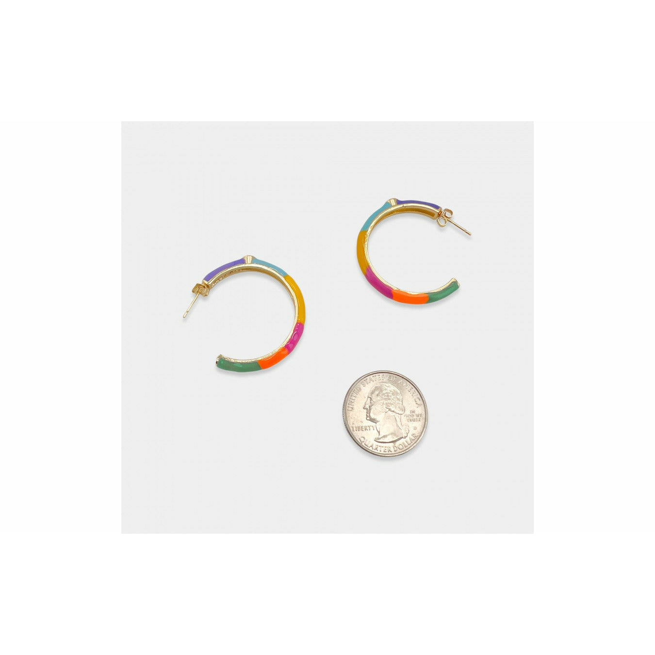 Enamel Hoop Earrings in Multi-Color