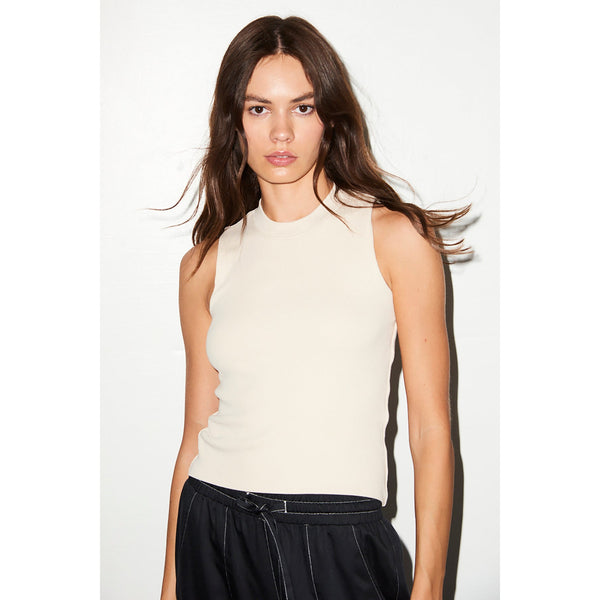 LNA Ribbed Double Layer Sleeveless Top in Bone
