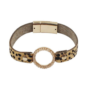Leather Bracelet with Small Cheetah Print