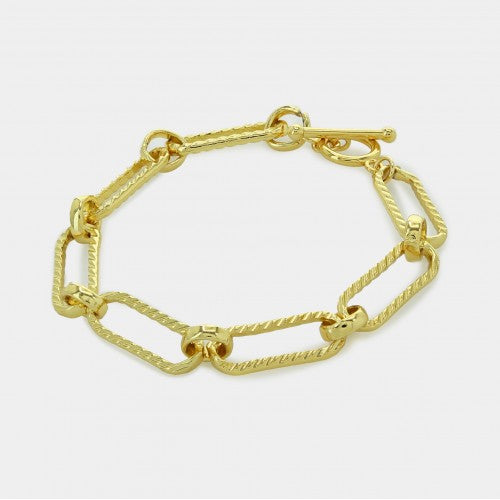 Patterned 18K Gold Plated Paperclip Bracelet