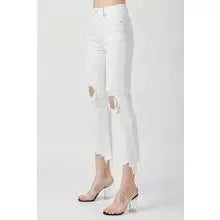 High Rise Straight Crop Jeans in White