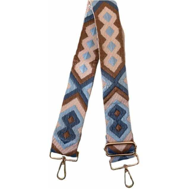 Aztec Bag Strap in Light Blue and Taupe