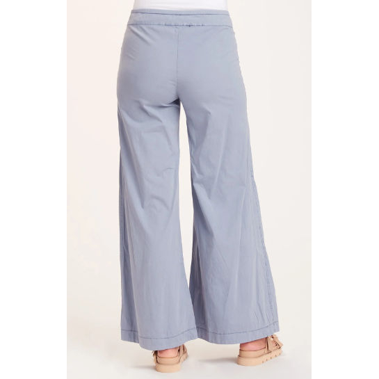 back view terraced flare pant in light blue