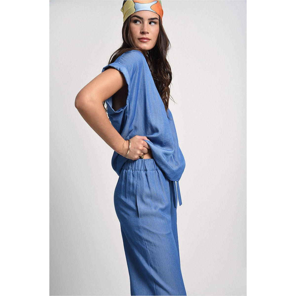 Blue Palazzo Pants with Pockets