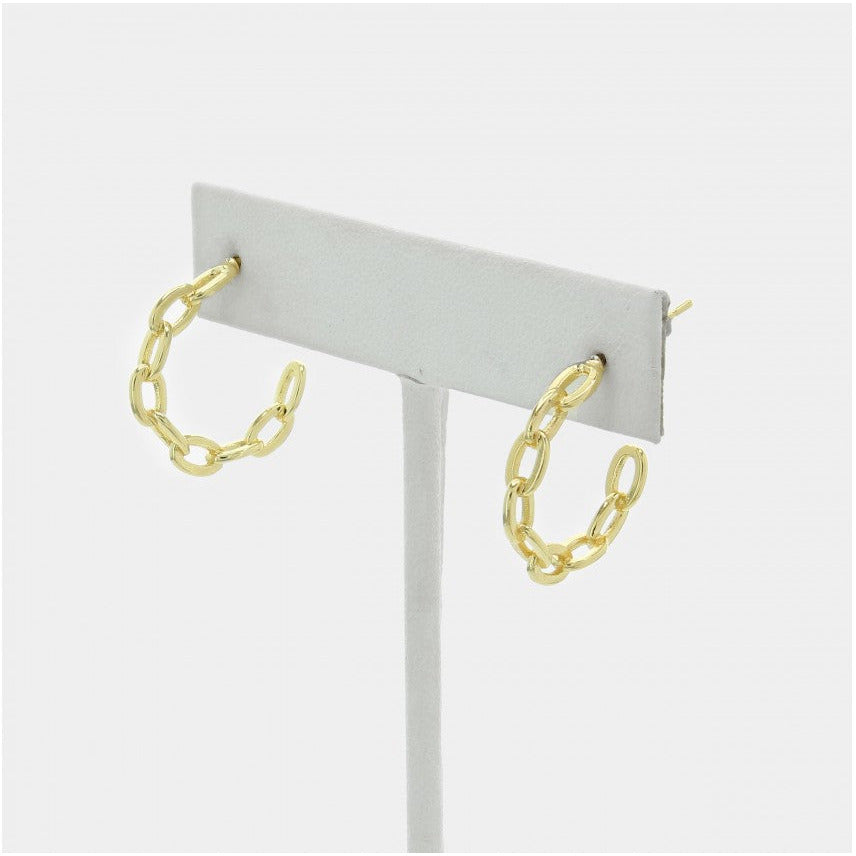 Small Gold Tone Link Hoop Earring