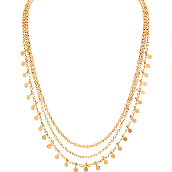 3 layer gold tone dainty necklace