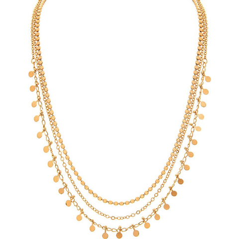 3 layer gold tone dainty necklace