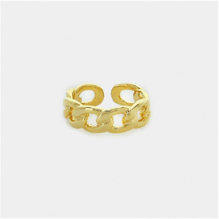 Gold Tone Curb Chain Ring