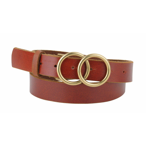 Double Circle Leather Belt in Brown
