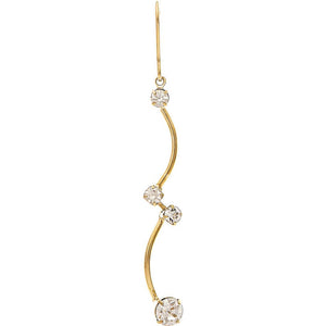 Gold Tone Dangle Link Earring With CZs