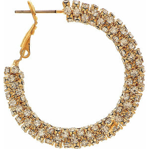 Gold Tone 30MM Pave Crystal Hoop Earring