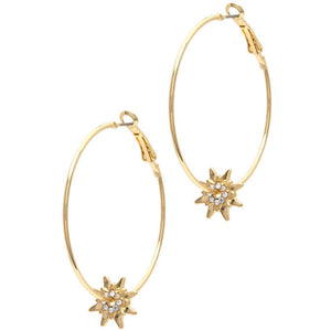 Gold Hoop and Star Earrings