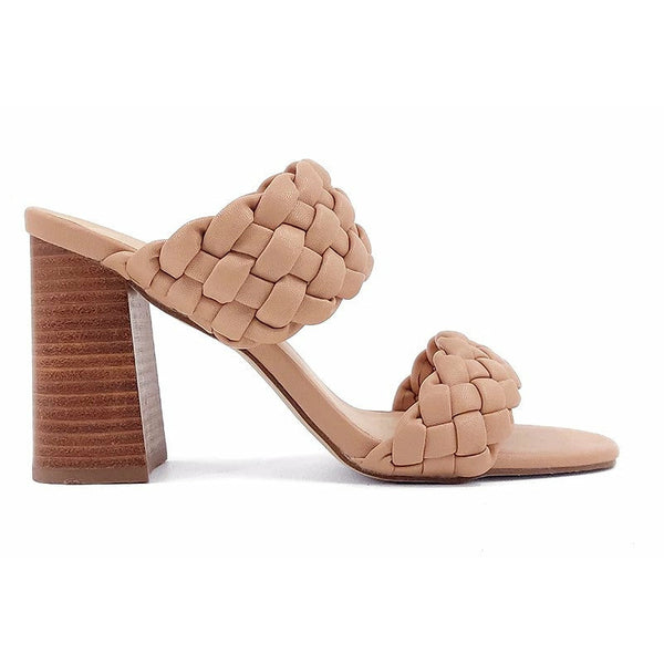 Heaven Braided Heeled Sandal in Nude side view