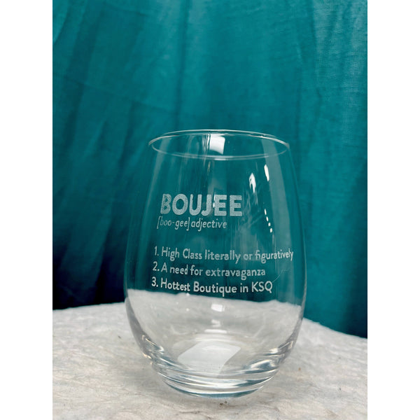 "Boujee" Stemless Wine Glass