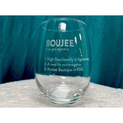 "Boujee" Stemless Wine Glass