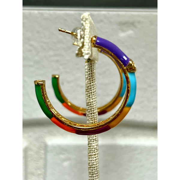 Enamel Hoop Earrings in Multi-Color