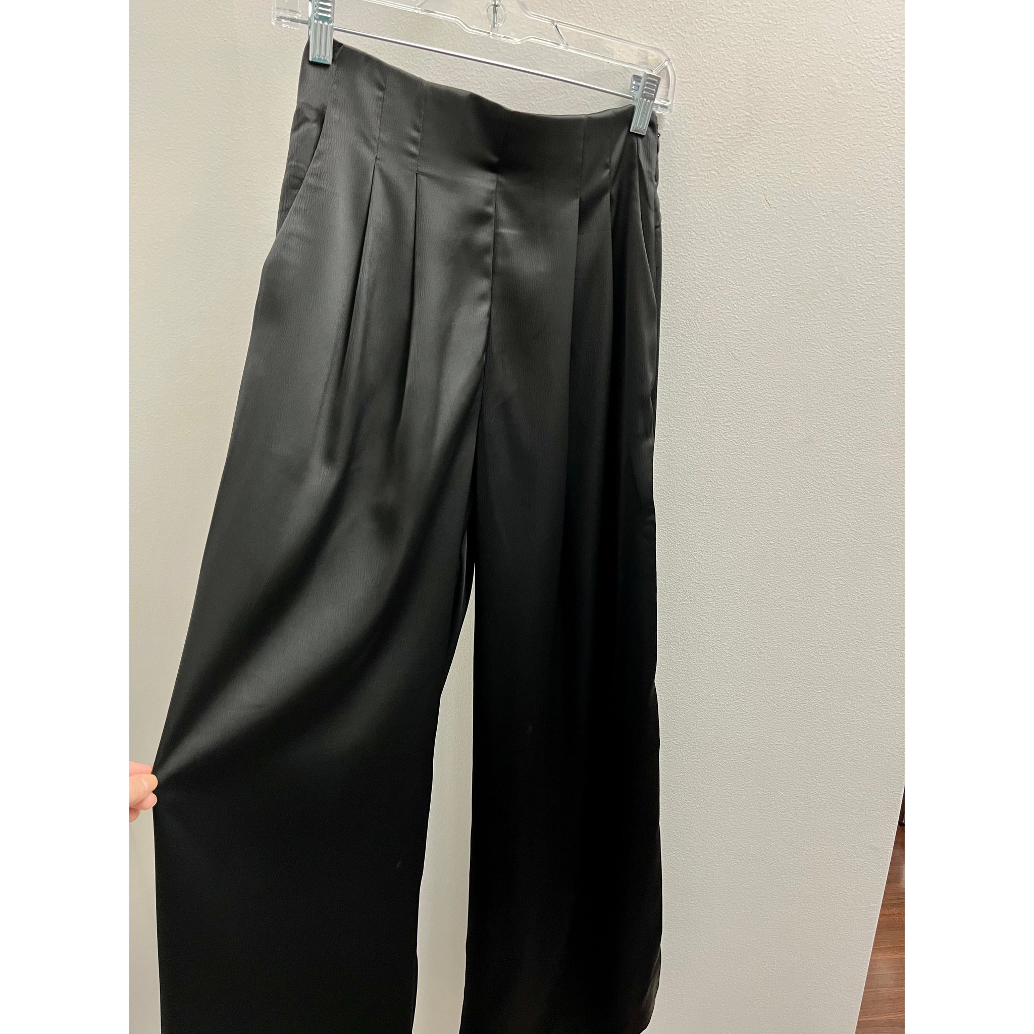 Sleek Black High-Waisted Wide Leg Dress Pants