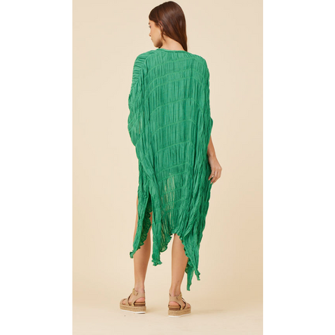 Kelly Green long ruched Lacey Kimono Topper