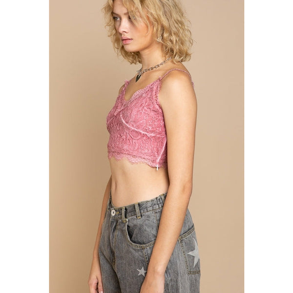 Lace Crop Top with Side Zip side view.