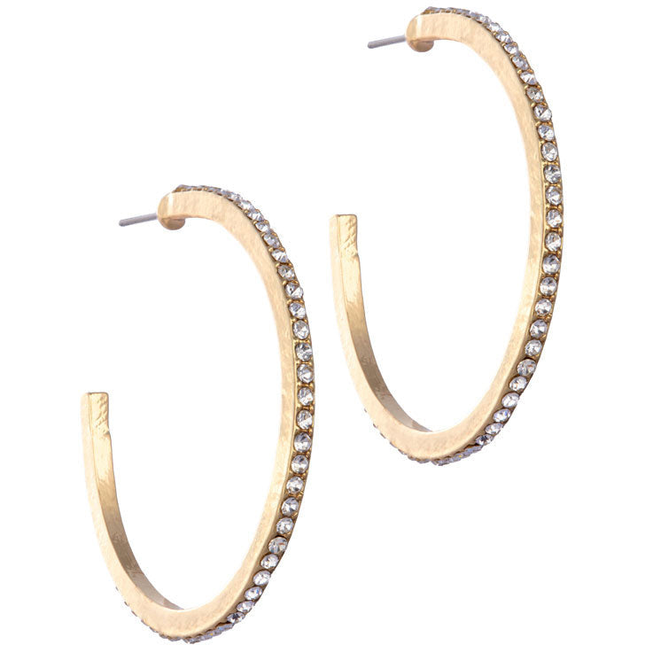 Large Gold Crystal Hoop Earrings