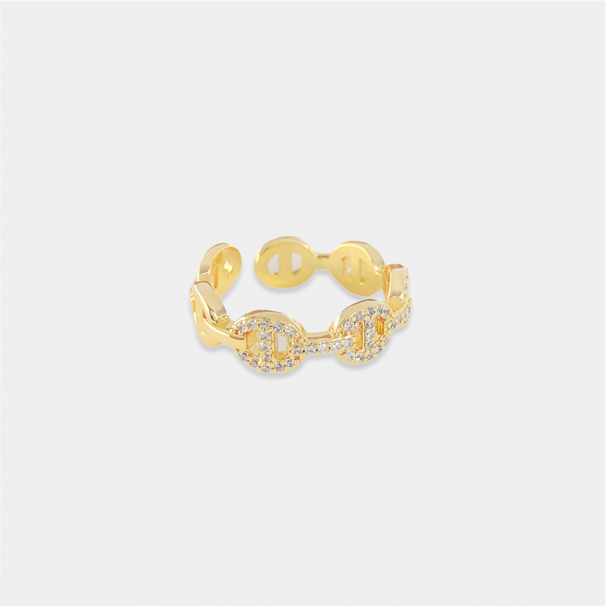 Gold Plated Mariner Ring With CZs