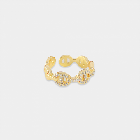 Gold Plated Mariner Ring With CZs