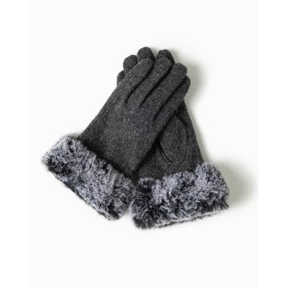 Elegant Faux Fur Gloves in Charcoal